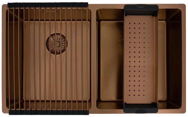 Pure.Sink Prestige Dubbel Koppar diskho 70x40cm 10mm radie undermontering, planmontering och överbyggnad PPG343440-62