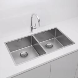 Pure.Sink Prestige Dubbel rostfritt stål diskbänk 82x40 cm 10mm radie undermontering, planmontering och övermontering PPG404040-02