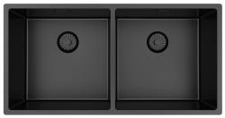 Pure.Sink Prestige Dubbel Gun metal diskbänk 82x40 cm 10mm radie undermontering, planmontering och överbyggnad PPG404040-61