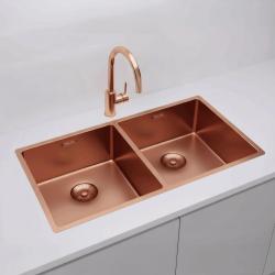 Pure.Sink Prestige Dubbel Koppar diskho 82x40 cm 10mm radie undermontering, planmontering och övermontering PPG404040-62