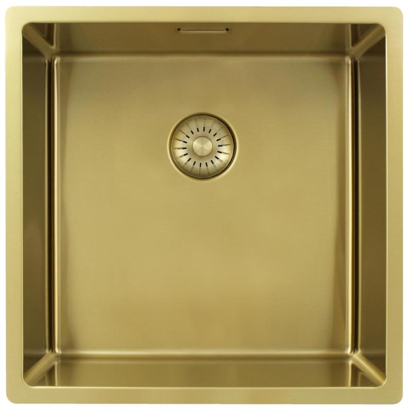 Pure.Sink Exclusivo Guld diskbänk 40x40 cm 10mm radie undermontering, planmontering och övermontering PEX4040-60