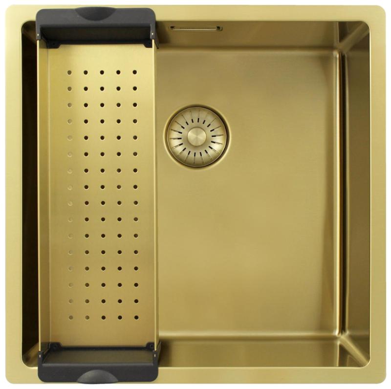 Pure.Sink Exclusivo Guld diskbänk 40x40 cm 10mm radie undermontering, planmontering och övermontering PEX4040-60