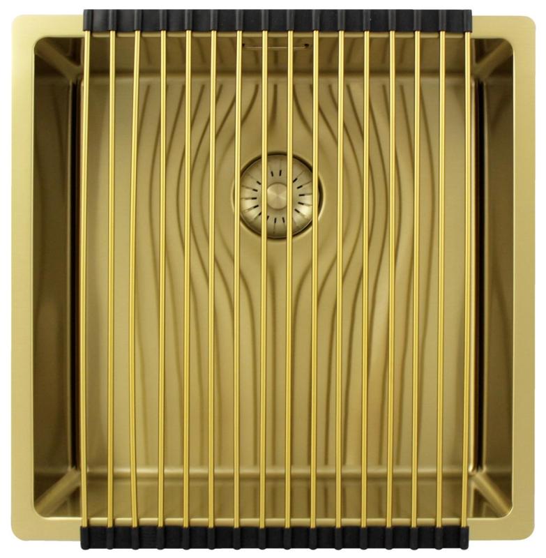 Pure.Sink Exclusivo Guld diskbänk 40x40 cm 10mm radie undermontering, planmontering och övermontering PEX4040-60