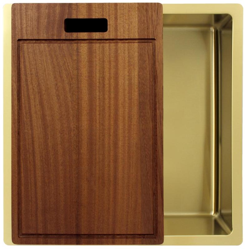 Pure.Sink Exclusivo Guld diskbänk 40x40 cm 10mm radie undermontering, planmontering och övermontering PEX4040-60