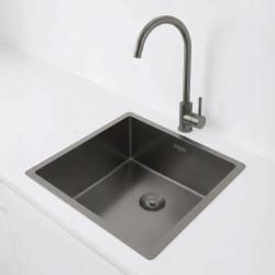 Pure.Sink Exclusivo Gun metal diskho 40x40 cm 10mm radie underbyggnad, planbyggnad och överbyggnad PEX4040-61