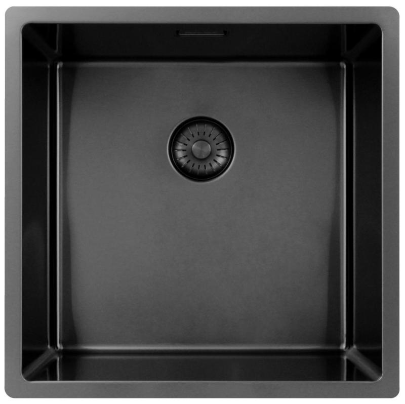 Pure.Sink Exclusivo Gun metal diskho 40x40 cm 10mm radie underbyggnad, planbyggnad och överbyggnad PEX4040-61