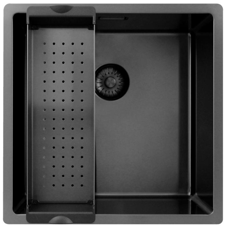 Pure.Sink Exclusivo Gun metal diskho 40x40 cm 10mm radie underbyggnad, planbyggnad och överbyggnad PEX4040-61