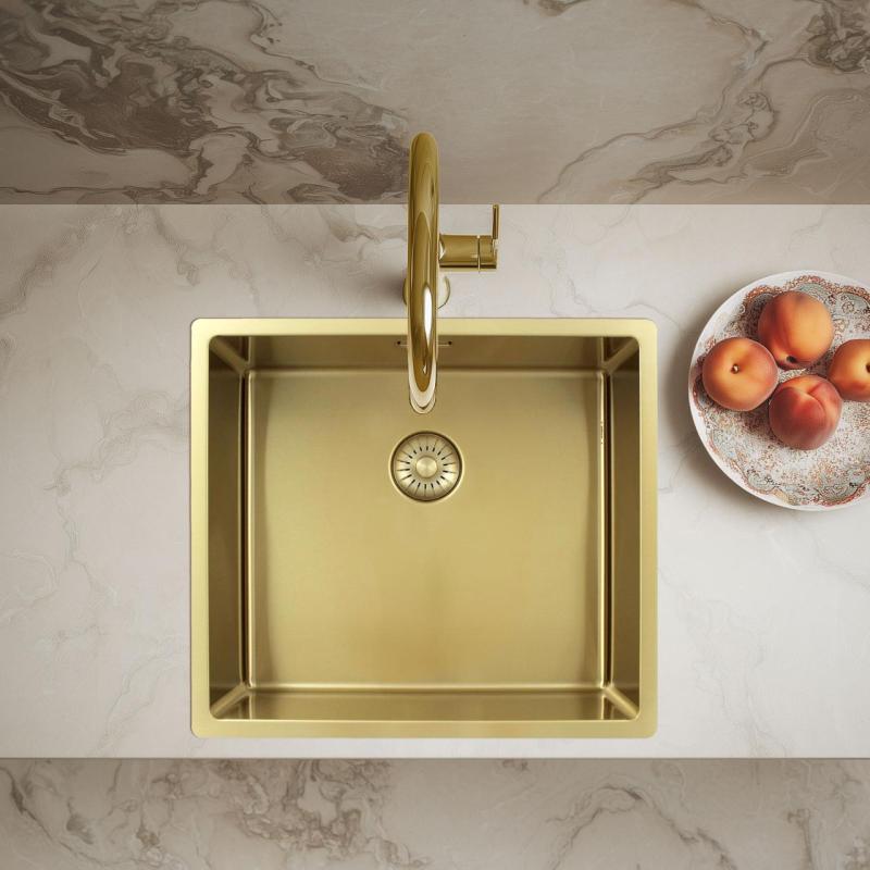 Pure.Sink Exclusivo Guld diskbänk 45x40 cm 10mm radie underbyggnad, planbyggnad och överbyggnad PEX4540-60