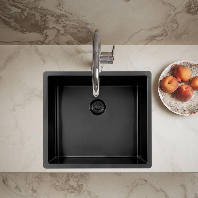 Pure.Sink Exclusivo Gun metal diskho 45x40 cm 10mm radie undermontering, planmontering och toppmontering PEX4540-61