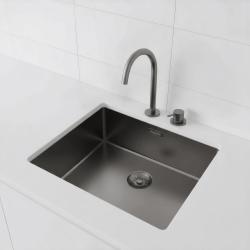 Pure.Sink Exclusivo Gun metal diskho 50x40 cm 10mm radie underbyggnad, planbyggnad och överbyggnad PEX5040-61