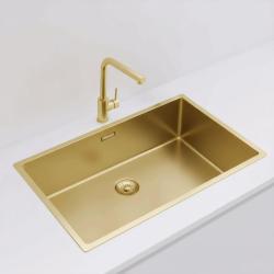 Pure.Sink Exclusivo stor guld diskbänk 70x40 cm 10mm radie undermontering, planmontering och övermontering PEX7040-60