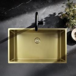 Pure.Sink Exclusivo stor guld diskbänk 70x40 cm 10mm radie undermontering, planmontering och övermontering PEX7040-60