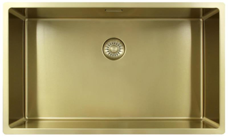 Pure.Sink Exclusivo stor guld diskbänk 70x40 cm 10mm radie undermontering, planmontering och övermontering PEX7040-60