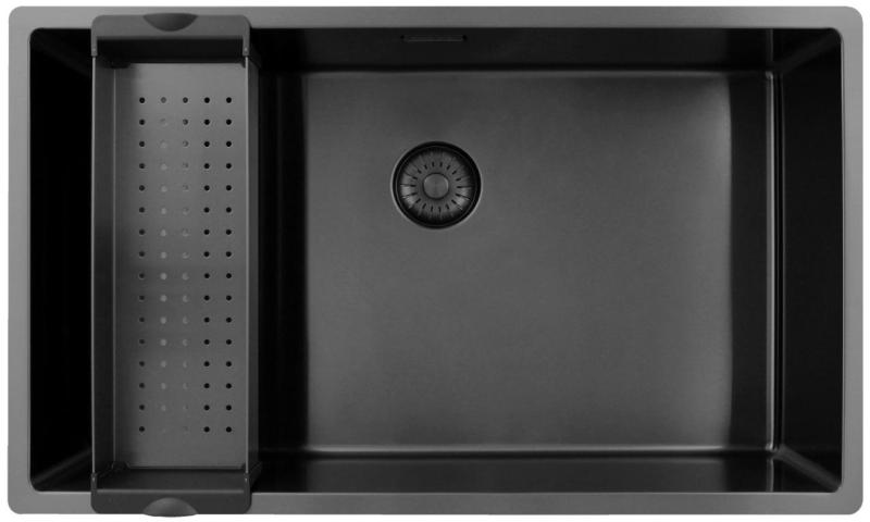 Pure.Sink Exclusivo stor Gun metal diskho 70x40 cm 10mm radie undermontering, planmontering och övermontering PEX7040-61
