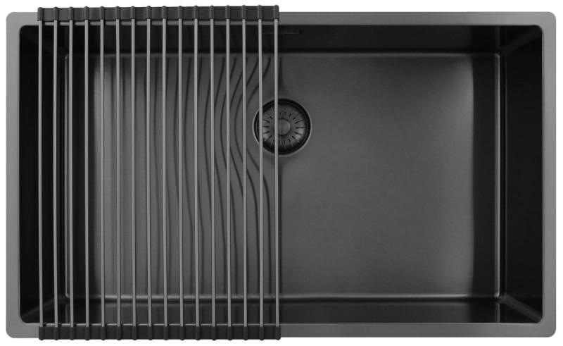 Pure.Sink Exclusivo stor Gun metal diskho 70x40 cm 10mm radie undermontering, planmontering och övermontering PEX7040-61