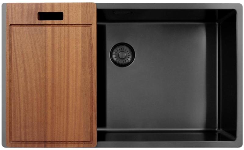 Pure.Sink Exclusivo stor Gun metal diskho 70x40 cm 10mm radie undermontering, planmontering och övermontering PEX7040-61