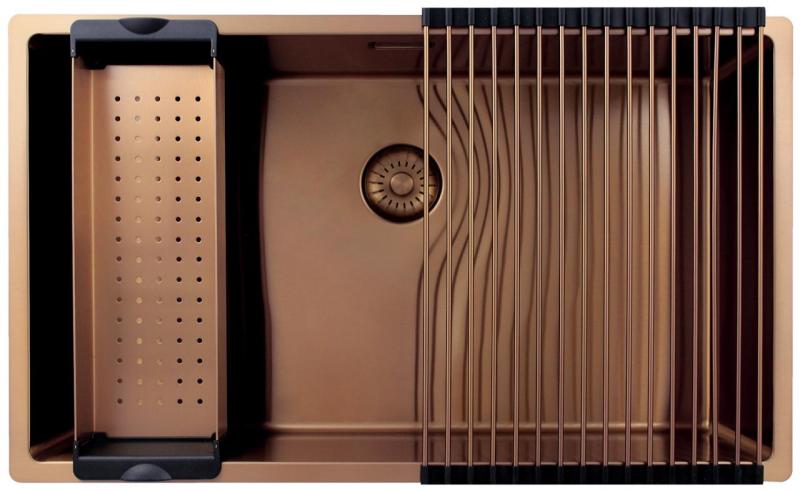 Pure.Sink Exclusivo stora koppar diskbänk 70x40 cm 10mm radie undermontering, planmontering och övermontering PEX7040-62