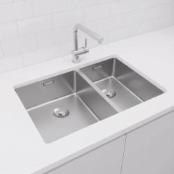 Pure.Sink Exclusivo rostfritt stål 1,5 en och en halv diskho 34+18 cm 10mm radie PEX341840-02