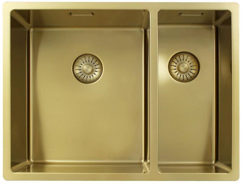 Pure.Sink Exclusivo Guld 1,5 en och en halv diskho 34+18 cm 10mm radie PEX341840-60