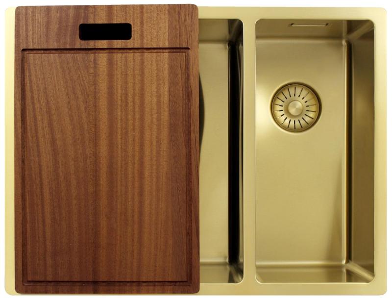 Pure.Sink Exclusivo Guld 1,5 en och en halv diskho 34+18 cm 10mm radie PEX341840-60