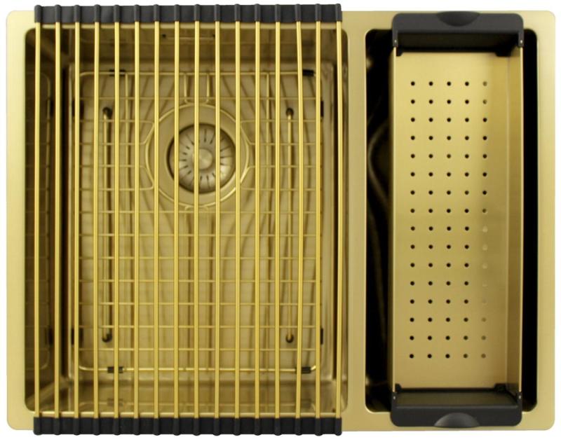 Pure.Sink Exclusivo Guld 1,5 en och en halv diskho 34+18 cm 10mm radie PEX341840-60