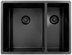 Pure.Sink Exclusivo Gun Metal 1,5 en och en halv diskbänk 34+18 cm 10mm radie PEX341840-61