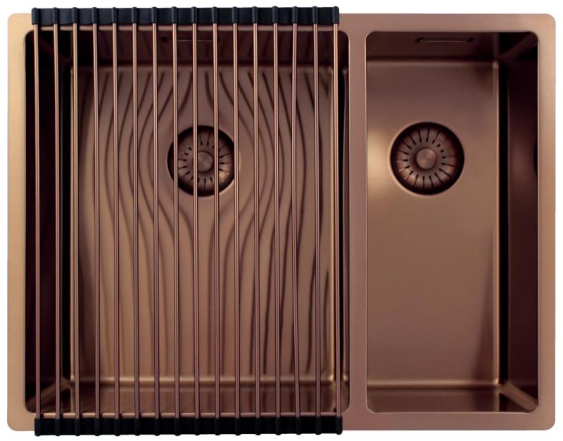 Pure.Sink Exclusivo Koppar 1,5 en och en halv diskho 34+18 cm 10mm radie PEX341840-62