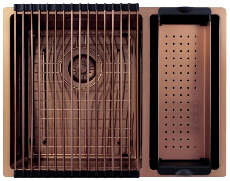 Pure.Sink Exclusivo Koppar 1,5 en och en halv diskho 34+18 cm 10mm radie PEX341840-62