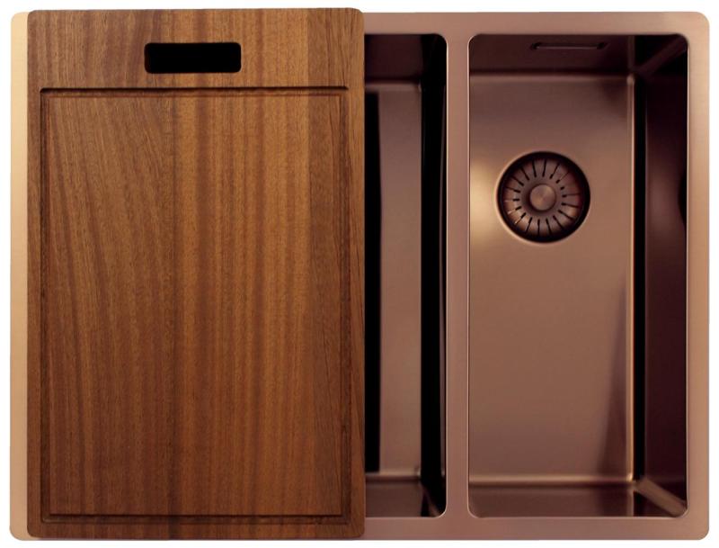 Pure.Sink Exclusivo Koppar 1,5 en och en halv diskho 34+18 cm 10mm radie PEX341840-62