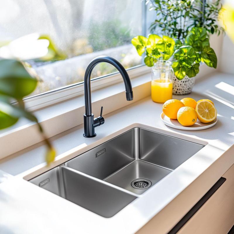 Pure.Sink Exclusivo RVS 1,5 en och en halv diskho 18+34 cm 10mm radie PEX183440-02