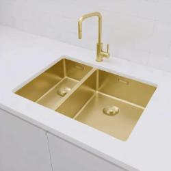 Pure.Sink Exclusivo Guld 1,5 en och en halv diskho 18+34 cm 10mm radie PEX183440-60