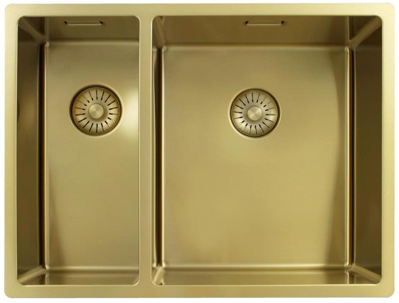 Pure.Sink Exclusivo Guld 1,5 en och en halv diskho 18+34 cm 10mm radie PEX183440-60