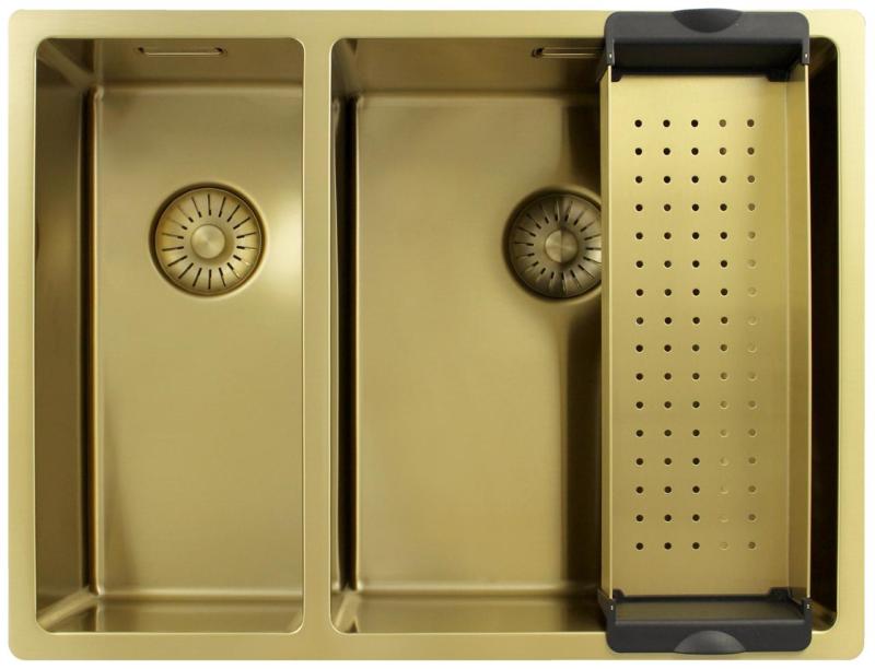 Pure.Sink Exclusivo Guld 1,5 en och en halv diskho 18+34 cm 10mm radie PEX183440-60