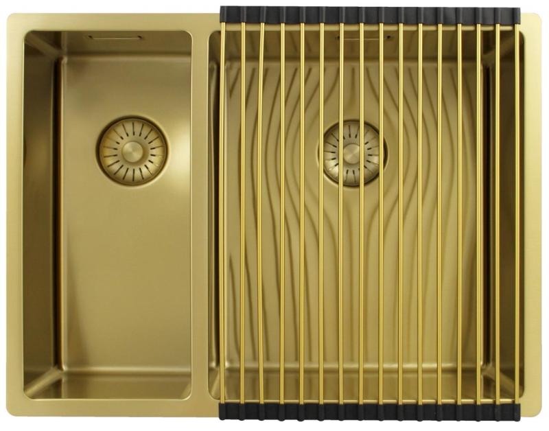 Pure.Sink Exclusivo Guld 1,5 en och en halv diskho 18+34 cm 10mm radie PEX183440-60