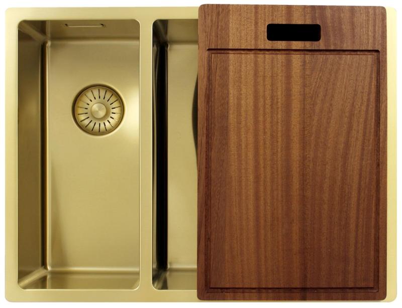 Pure.Sink Exclusivo Guld 1,5 en och en halv diskho 18+34 cm 10mm radie PEX183440-60