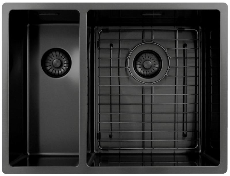 Pure.Sink Exclusivo Gun Metal 1,5 en och en halv diskho 18+34 cm 10mm radie PEX183440-61