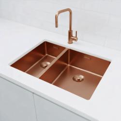 Pure.Sink Exclusivo Koppar 1,5 halvannan diskbänk 18+34cm 10mm radie PEX183440-62