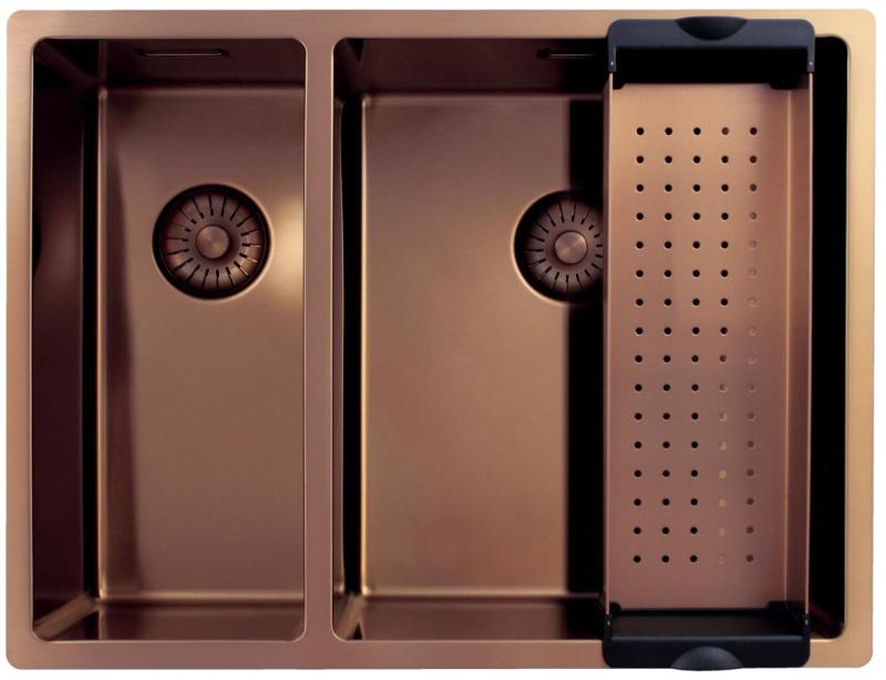 Pure.Sink Exclusivo Koppar 1,5 halvannan diskbänk 18+34cm 10mm radie PEX183440-62