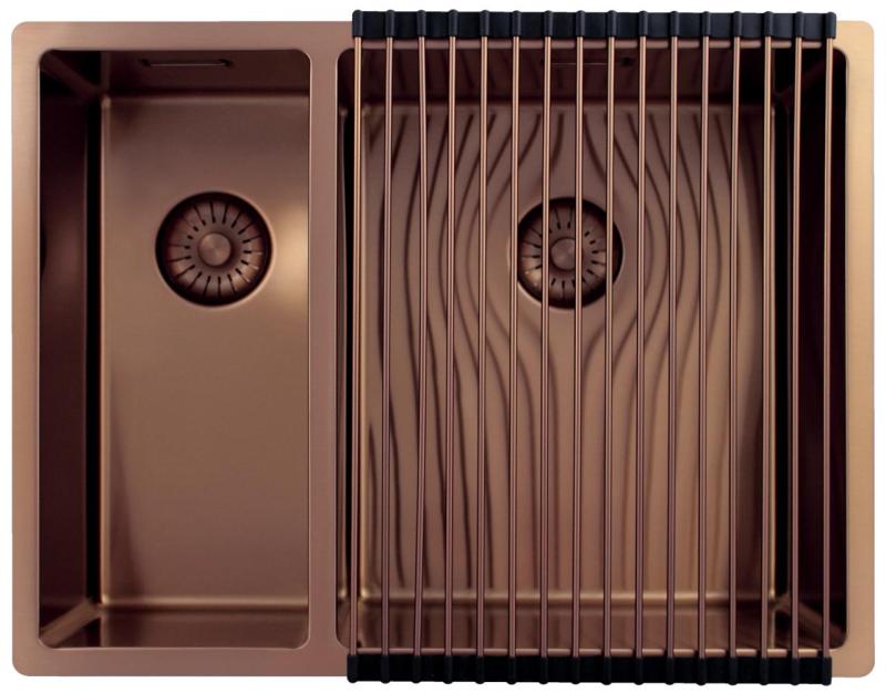 Pure.Sink Exclusivo Koppar 1,5 halvannan diskbänk 18+34cm 10mm radie PEX183440-62