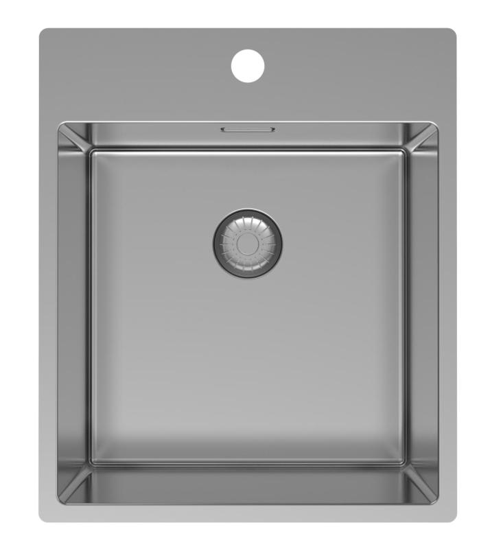 Pure.Sink Exclusivo RVS diskho 44x52 cm Tapwing med kranhålsbänk 10mm radie PEX4040T-02
