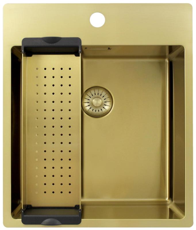 Pure.Sink Exclusivo Guld diskbänk 44x52 cm Tapwing med kranhålsbänk 10mm radie PEX4040T-60