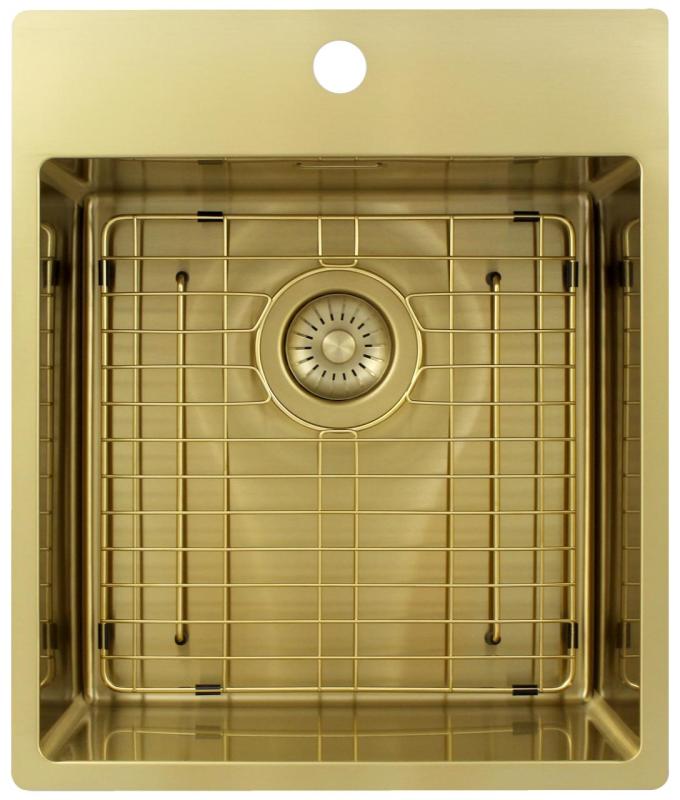Pure.Sink Exclusivo Guld diskbänk 44x52 cm Tapwing med kranhålsbänk 10mm radie PEX4040T-60