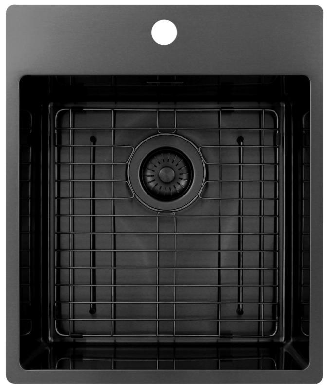 Pure.Sink Exclusivo Gun Metal diskbänk 44x52 cm Tapwing med kranhålsbänk 10mm radie PEX4040T-61