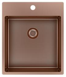 Pure.Sink Exclusivo Koppar diskho 44x52 cm Tapving med kranhålsbänk 10mm radie PEX4040T-62