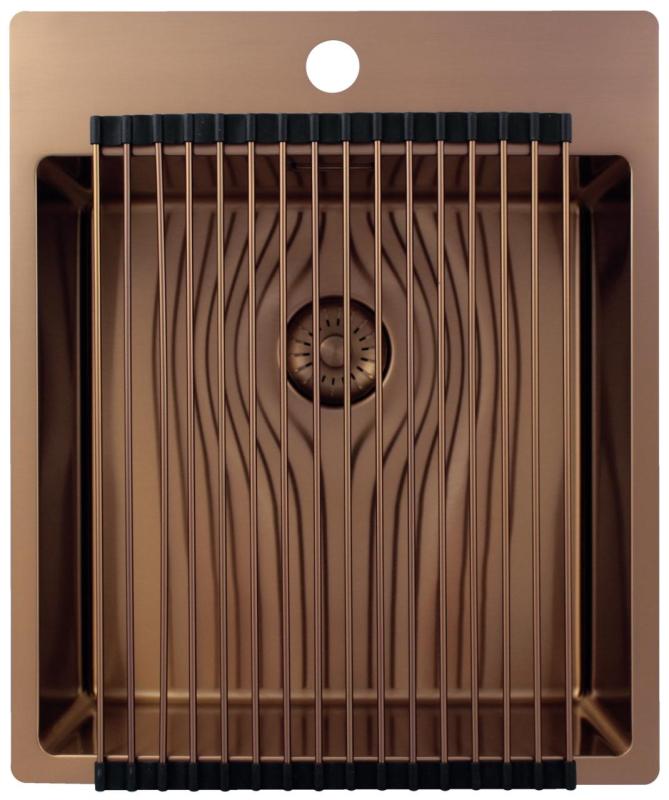 Pure.Sink Exclusivo Koppar diskho 44x52 cm Tapving med kranhålsbänk 10mm radie PEX4040T-62