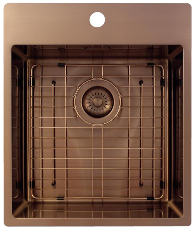 Pure.Sink Exclusivo Koppar diskho 44x52 cm Tapving med kranhålsbänk 10mm radie PEX4040T-62