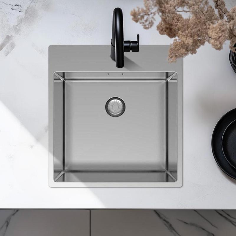 Pure.Sink Exclusivo RVS diskho 49x52 cm Tapwing med kranhålsbänk 10mm radie PEX4540T-02