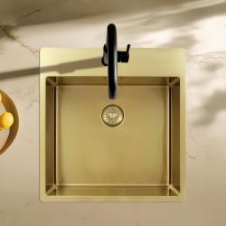 Pure.Sink Exclusivo Gyllene diskbänk 49x52 cm Tapwing med kranhålsbänk 10mm radie PEX4540T-60