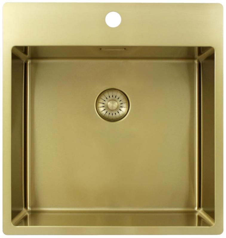 Pure.Sink Exclusivo Gyllene diskbänk 49x52 cm Tapwing med kranhålsbänk 10mm radie PEX4540T-60