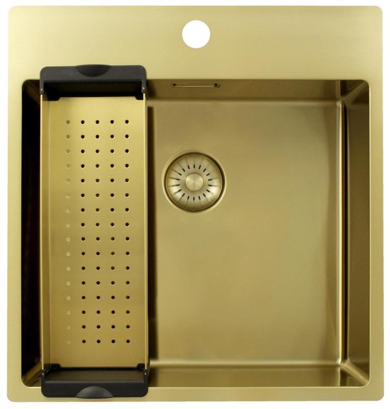 Pure.Sink Exclusivo Gyllene diskbänk 49x52 cm Tapwing med kranhålsbänk 10mm radie PEX4540T-60